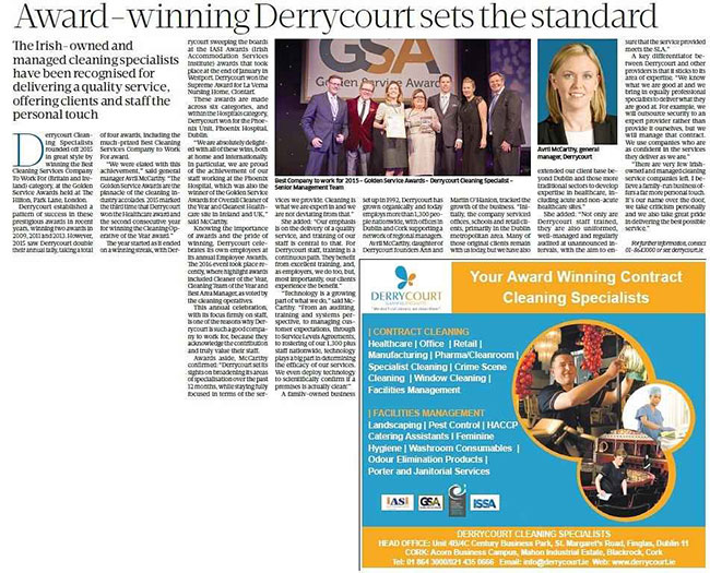 A News Article about Award Winning Derrycourt Employess