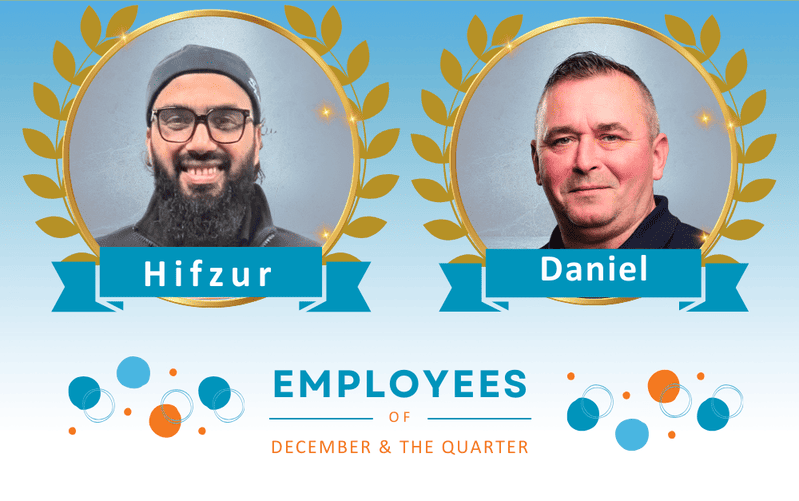 December Derrycourt Employee of the month, Daniel, Head office employee of the quarter